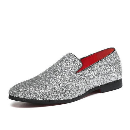Silver Glitter with Loafers Slip-On Design and Men's