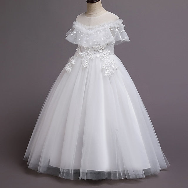 Kids Girls' Flower Dress Party Solid Color Girl