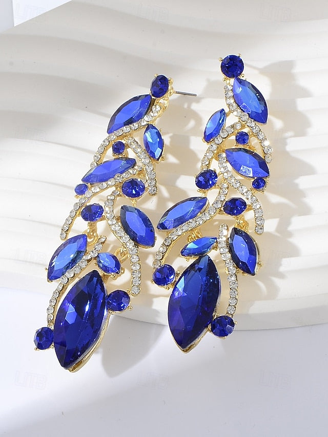 Gold Elegant Women's Leaf - Crystal Earrings Design