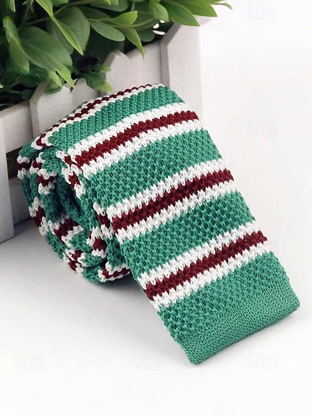 Tie Stylish - Woven Men's Knit Neck Stripe Christmas