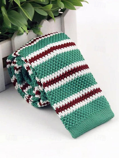 Tie Stylish - Woven Men's Knit Neck Stripe Christmas