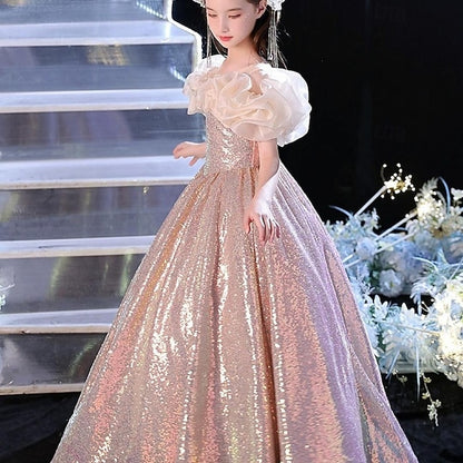 Dress Performance Girls' Party Color Sleeveless Solid Kids