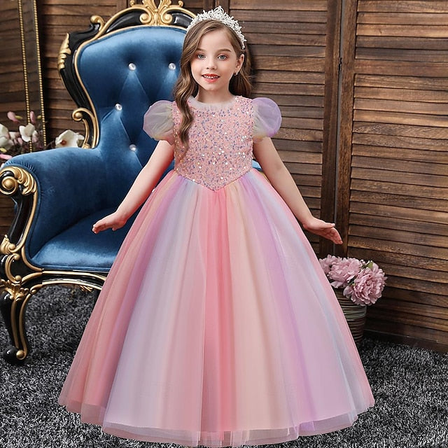 Flower Dress Sequin Party Girls' Girl Kids