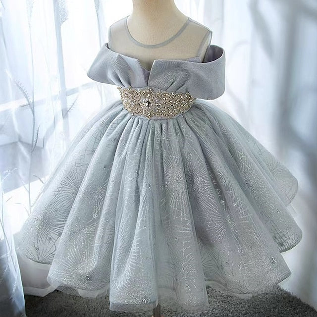 Sleeve Girls' Party Solid Kids Dress Color Short