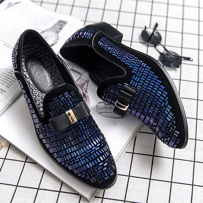 Men's Silver Prom Woven Strap Loafers and Elegant Monk –