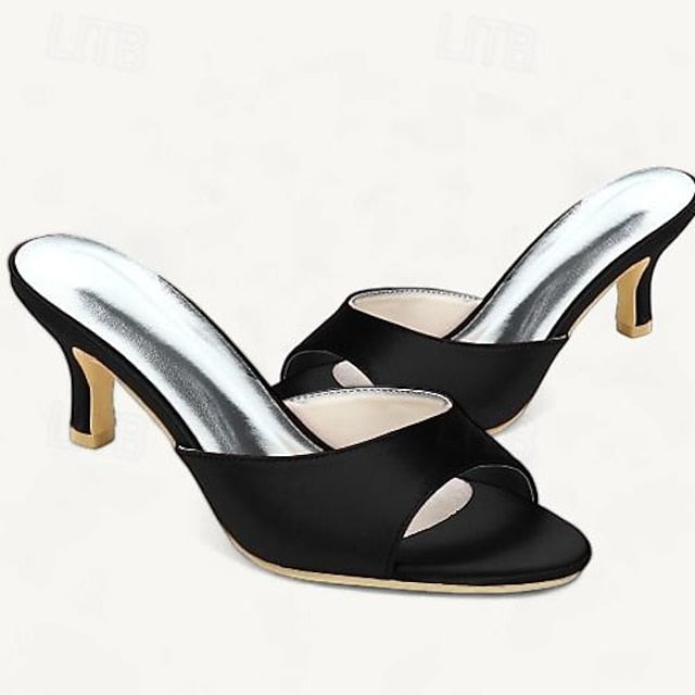 Women's Wedding Sandals Open Toe Heel Shoes Kitten