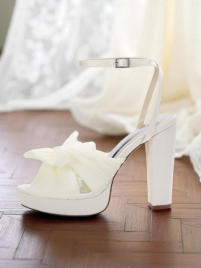 Platform Heel White Ankle Strap Women's with High Sandals