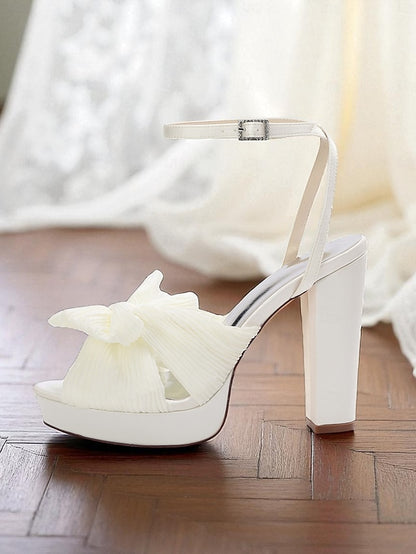 Platform Heel White Ankle Strap Women's with High Sandals