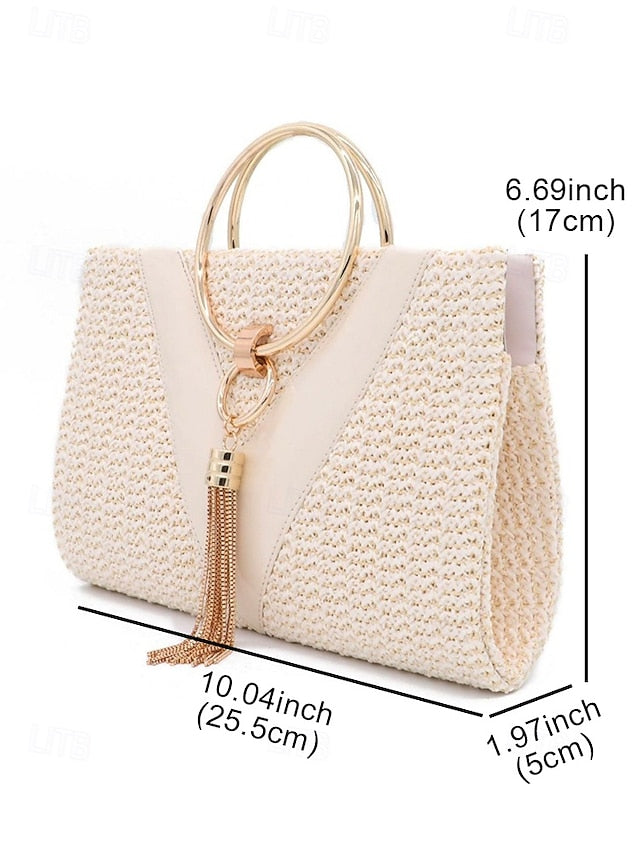 Handbag Purse Clutch with Woven – Women's Elegant Straw