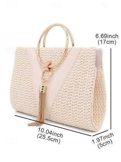 Handbag Purse Clutch with Woven – Women's Elegant Straw