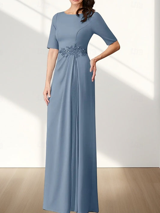 Bride Dress Elegant the Mother Wedding Neck A-Line of Crew Guest