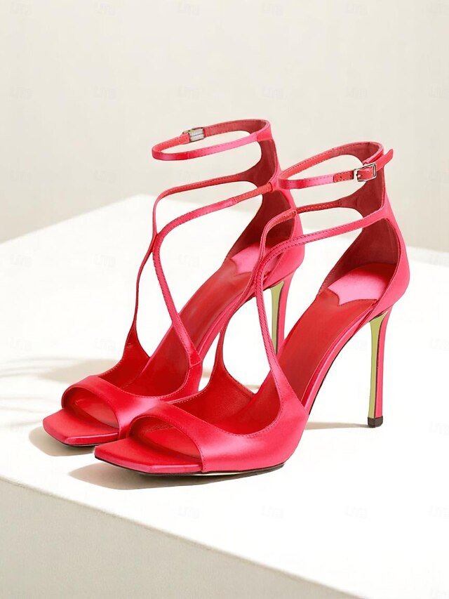 Stiletto Elegant - Heels Women's Satin Lavender Crisscross