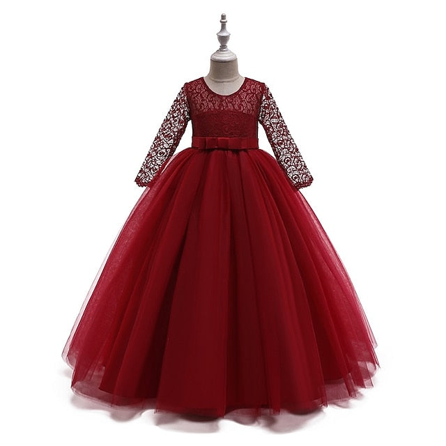 Girls' Dress Solid Flower Kids Colored Girl Wedding