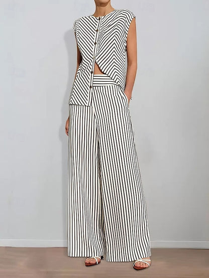 Pantsuit Two of Piece Striped Print Mother Bride the