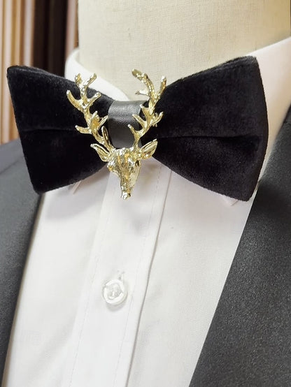 Bow with Velvet Pin Men's Deer Tie Gold Head