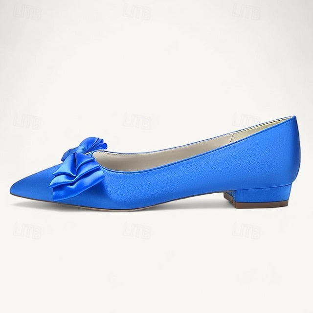 Wedding Flats Party Pointed Heel Low Bowknot Women's Shoes