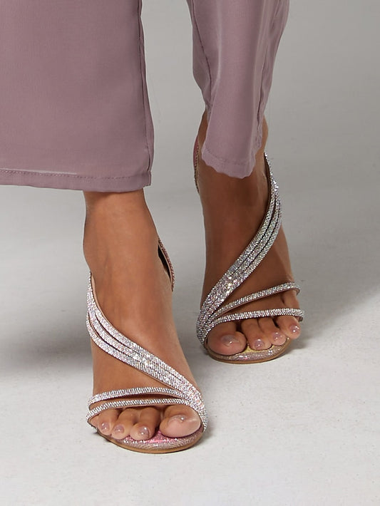 Women Strappy for Crystal Sandals – Rhinestone Heel High