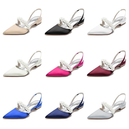 Pearl with Shoes Satin Women's Elegant White