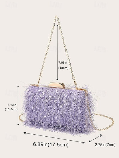Chain Women's with Clutch Strap Feathered Chic Evening