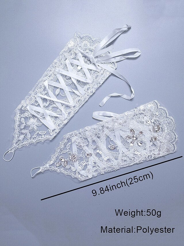 Lace with Accessories – Gloves Wedding Pearls Bridal Elegant