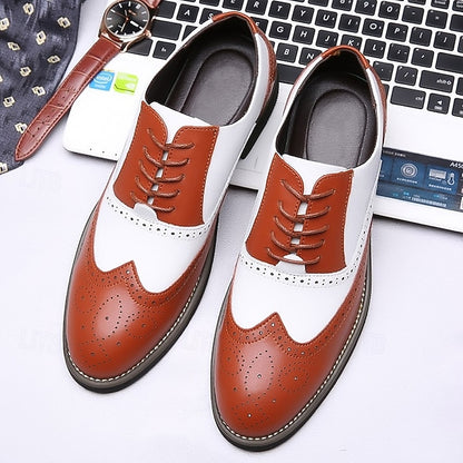 Brogue White Shoes Oxford Two-Tone Wingtip Men's in