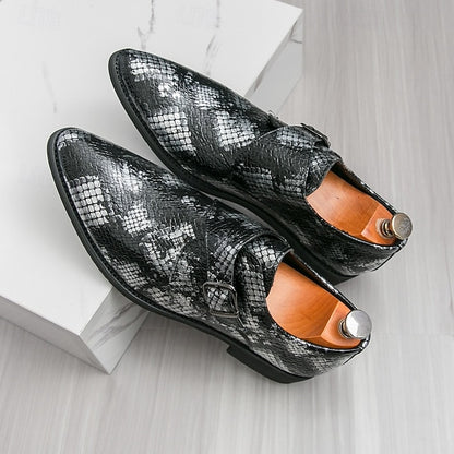 Snake Brown Strap Print Formal Classic Shoes Men – Monk for