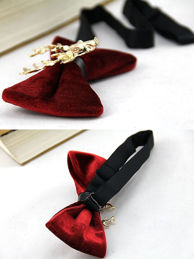 Bow with Velvet Pin Men's Deer Tie Gold Head