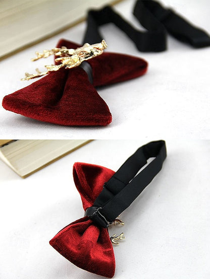 Bow with Velvet Pin Men's Deer Tie Gold Head