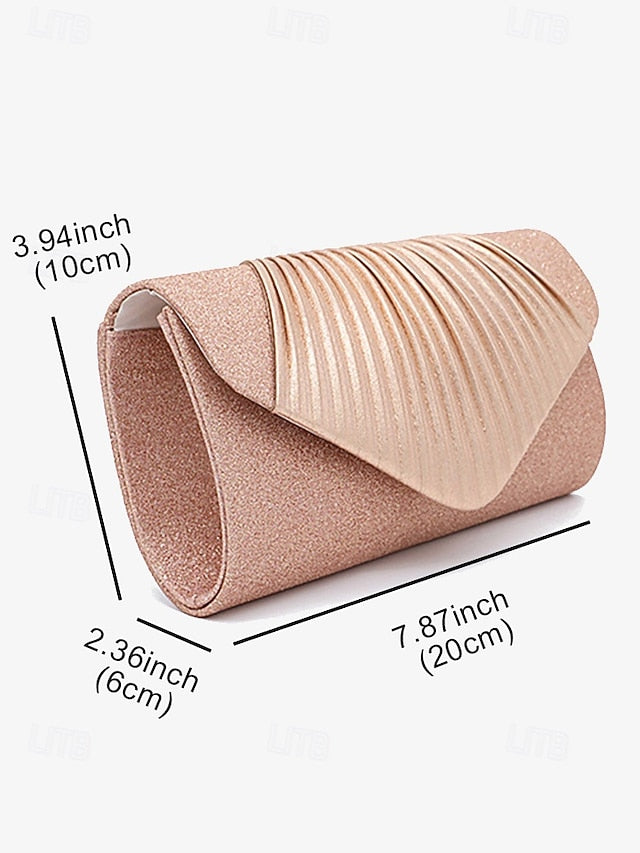 Champagne Bag Design – Clutch Pleated with Glitter Evening