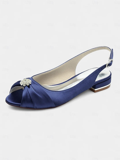 Wedding Crystal Satin with Women's Slingback Heels