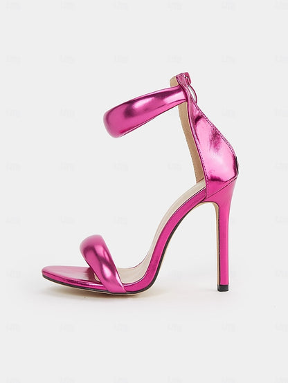 - Strap for Metallic Stiletto Women Fuchsia Heels Ankle