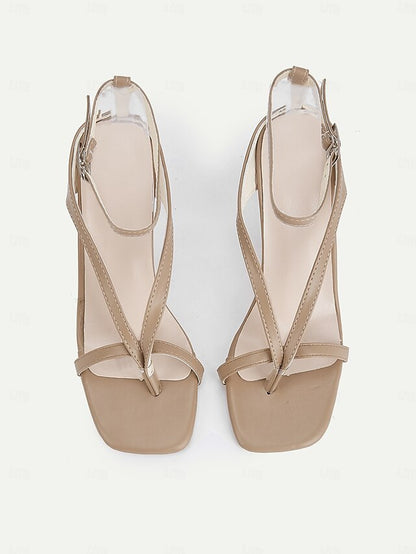 Stiletto Strappy – White Sandals Women's Elegant