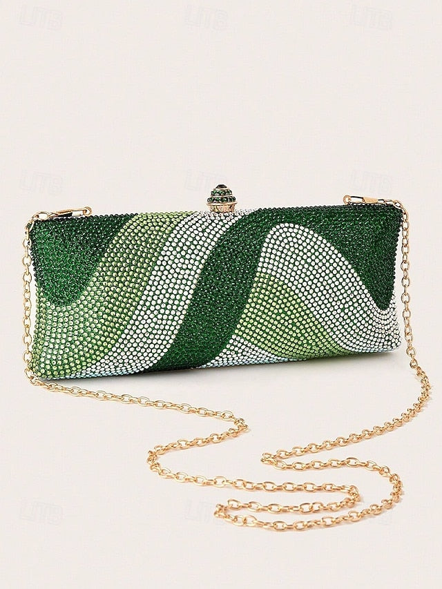 Clutch Crystal Bag Evening with Women's Strap Chain