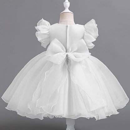 Party Sleeveless Dress Girls' Wedding Kids Floral Sequin