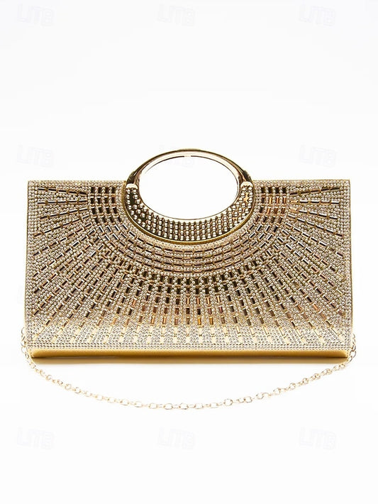 Glamorous Handle – Clutch Evening Round Crystal Gold with
