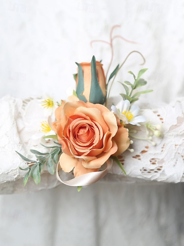 Corsage and Elegant Boutonniere – Artificial Wedding Wrist