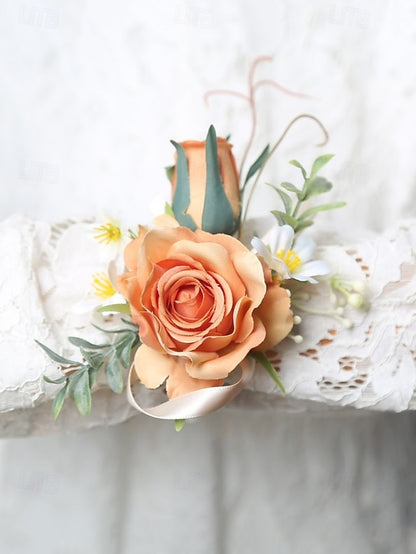 Corsage and Elegant Boutonniere – Artificial Wedding Wrist