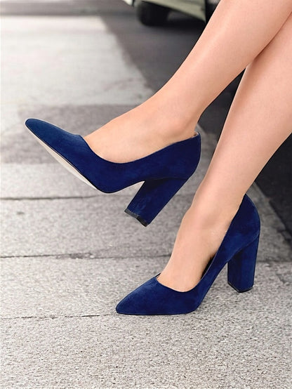 Classic Toe High Suede Heels Pointed | Heel Women's Block