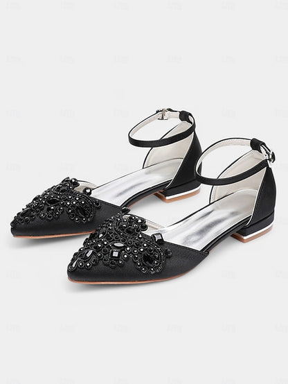 Embellished Green Vintage Gemstone Flats – Pointed-Toe Style