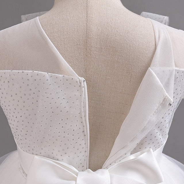 Sleeve Girls' Party Color Wedding Dress Kids Solid Short