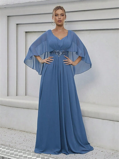 Mother Bride V the Dress Elegant Floor Party Neck of