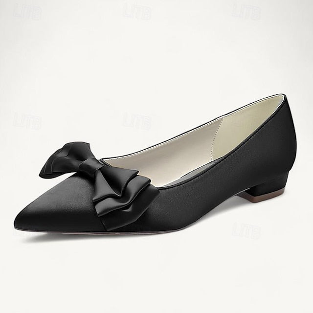 Wedding Flats Party Pointed Heel Low Bowknot Women's Shoes