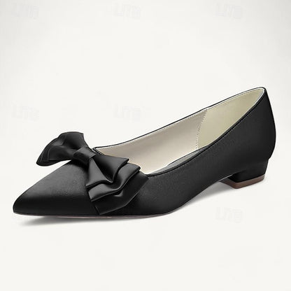 Wedding Flats Party Pointed Heel Low Bowknot Women's Shoes