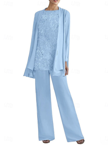 Piece Pantsuit Elegant the Crew 3 Mother Neck of Dress Bride