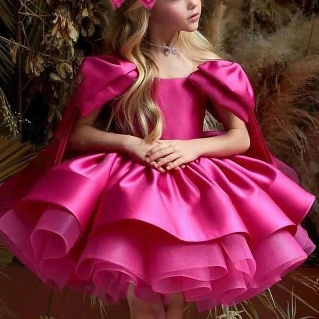 Girls' Girl Kids Party Dress Solid Color Flower