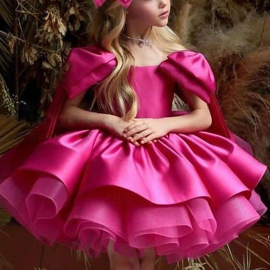 Girls' Girl Kids Party Dress Solid Color Flower