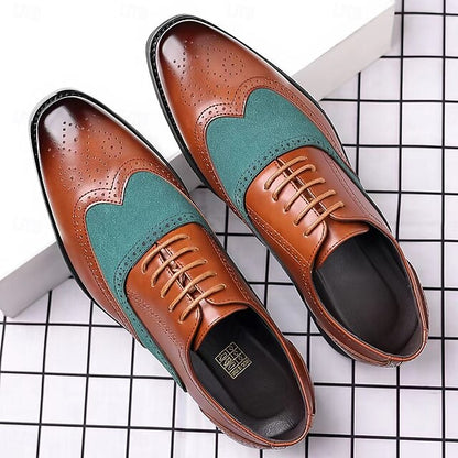 and Wingtip Two-Tone Oxford Shoes Green – Brown Men's in