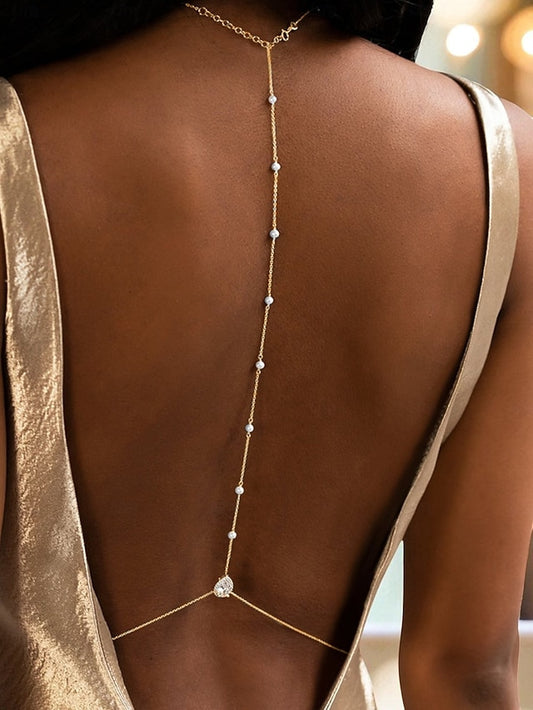 Body Pearl Chain Back and Women's Crystal Delicate Drop