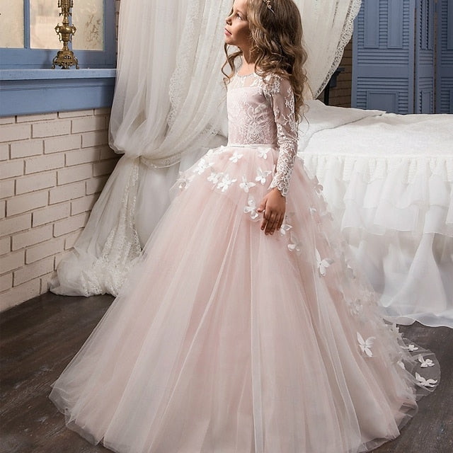 Dress Party Solid First Communion Kids Girls' Color