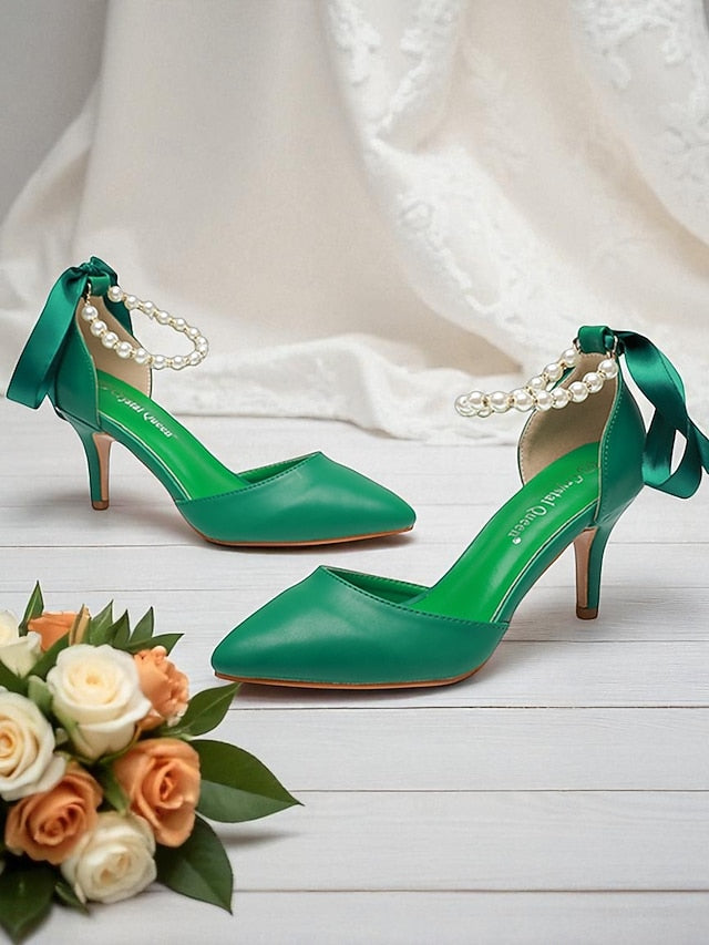 with Pearl Kitten - Heel Strap Bow Ankle Women's Blue Pumps